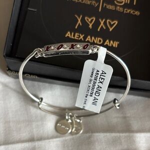 Alex and Ani Silver Bracelet with Red XOXO Accents